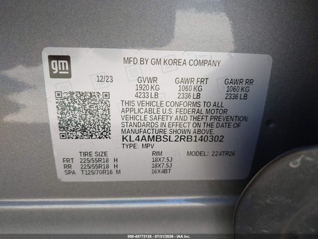Aukcja sprzedaży 2024 Buick Encore Gx Preferred Fwd, vin: KL4AMBSL2RB140302, numer aukcji: 45773138