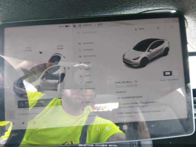 45773156 :رقم المزاد ، 7SAYGDEF1NF445491 vin ، 2022 Tesla Model Y Performance Dual Motor All-wheel Drive مزاد بيع