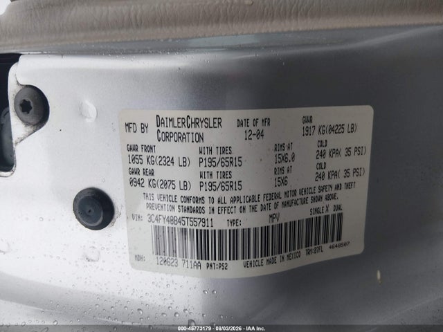 Aukcja sprzedaży 2005 Chrysler Pt Cruiser, vin: 3C4FY48B45T557911, numer aukcji: 45773179