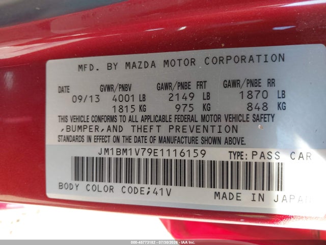 JM1BM1V79E1116159 Mazda Mazda3 I Touring