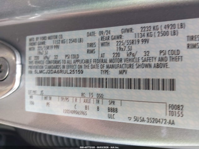 Продажа на аукционе авто 2024 Lincoln Corsair Reserve, vin: 5LMCJ2DA6RUL25159, номер лота: 45773185