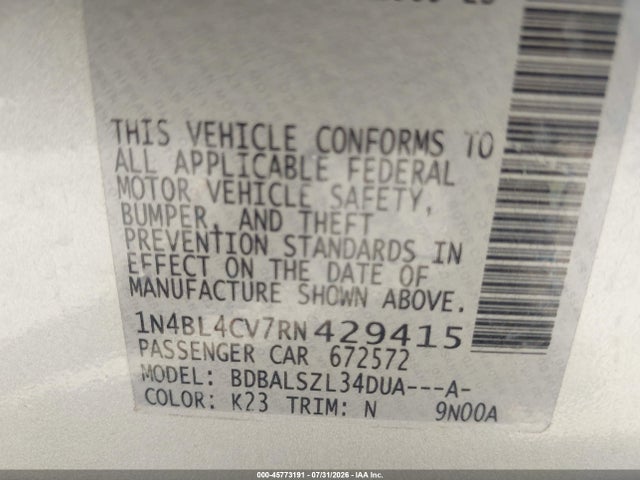 Nissan Altima Sr Fwd 2024 1N4BL4CV7RN429415 Image 9