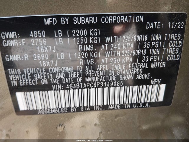 Продаж на аукціоні авто 2023 Subaru Outback Touring, vin: 4S4BTAPC6P3149085, номер лоту: 45773192