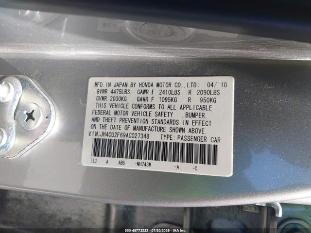 Aukcja sprzedaży 2010 Acura Tsx 2.4, vin: JH4CU2F69AC027348, numer aukcji: 45773232