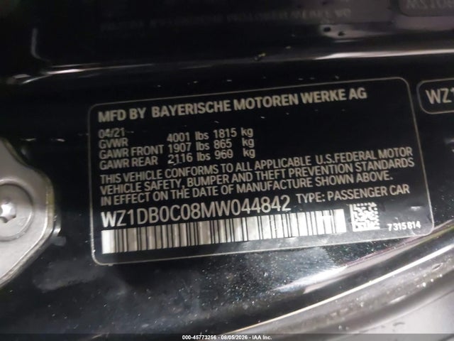 Продажа на аукционе авто 2021 Toyota Gr Supra 3.0 Premium, vin: WZ1DB0C08MW044842, номер лота: 45773256