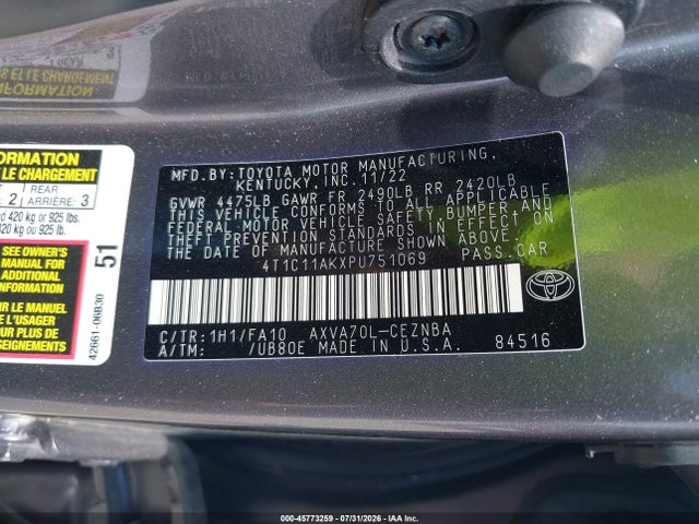 Toyota CAMRY LE 2023 4T1C11AKXPU751069 Image 9