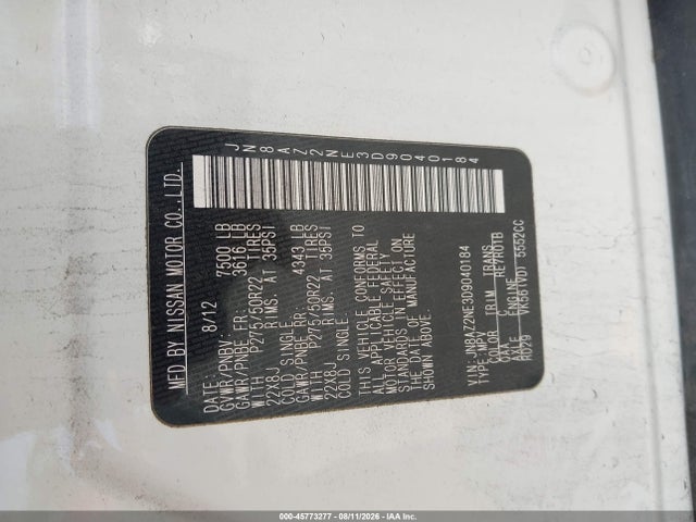 Продаж на аукціоні авто 2013 Infiniti Qx56, vin: JN8AZ2NE3D9040184, номер лоту: 45773277
