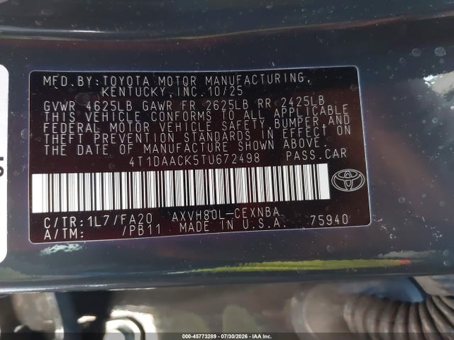 4T1DAACK5TU672498 Toyota CAMRY LE