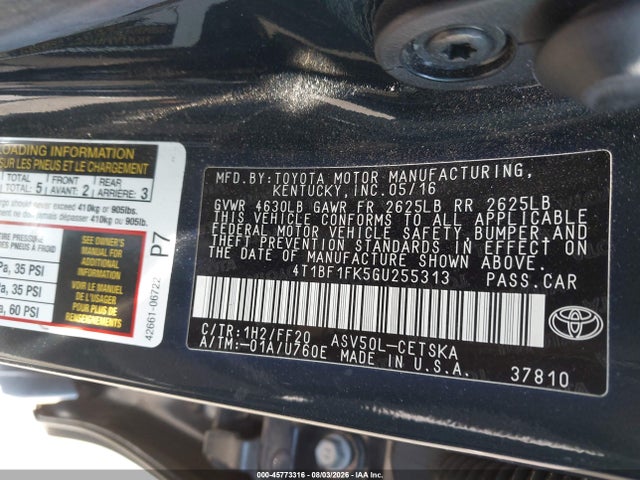 4T1BF1FK5GU255313 Toyota CAMRY SE