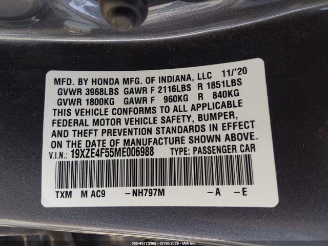 19XZE4F55ME006988 Honda INSIGHT EX