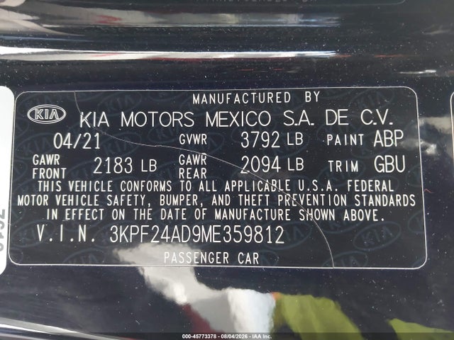 KIA Forte Lxs 2021 3KPF24AD9ME359812 Image 9