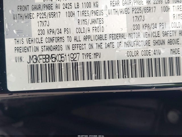 Aukcja sprzedaży 2019 Mazda Cx-5 Sport, vin: JM3KFBBM5K0511927, numer aukcji: 45773402