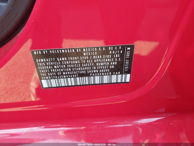 3VWD17AJ2EM434307 Volkswagen Jetta 1.8t Se