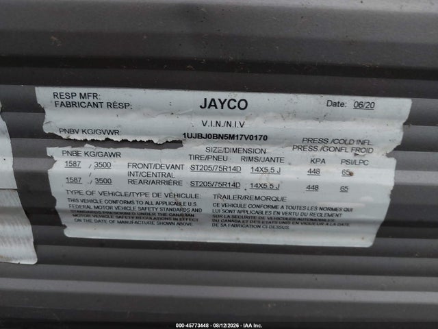 Продажа на аукционе авто 2021 Jayco Jay Flight Slx 264bh, vin: 1UJBJ0BN5M17V0170, номер лота: 45773448