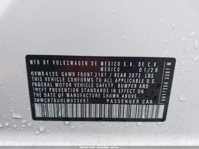 Продаж на аукціоні авто 2020 Volkswagen Jetta 1.4t R-line/1.4t S/1.4t Se, vin: 3VWCB7BU0LM023681, номер лоту: 45773495