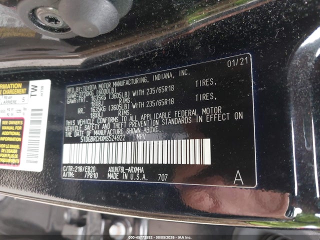 Продаж на аукціоні авто 2021 Toyota Highlander Hybrid Xle, vin: 5TDGBRCHXMS524922, номер лоту: 45773592