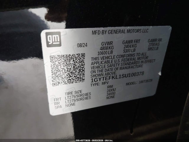 Aukcja sprzedaży 2025 Cadillac Escalade, vin: 1GYTEFKL1SU100378, numer aukcji: 45773639