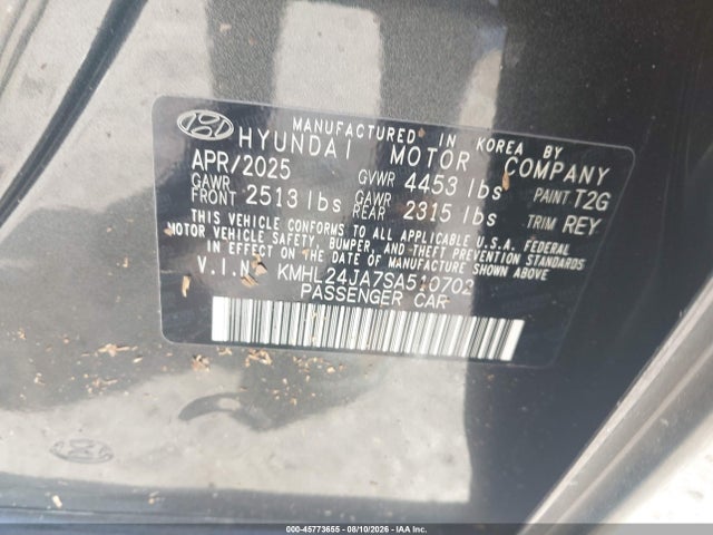 2025 Hyundai Sonata Se მანქანა იყიდება აუქციონზე, vin: KMHL24JA7SA510702, აუქციონის ნომერი: 45773655