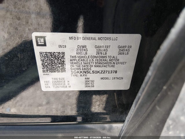 Aukcja sprzedaży 2019 Gmc Acadia Sle-2, vin: 1GKKNSLS1KZ271378, numer aukcji: 45773660