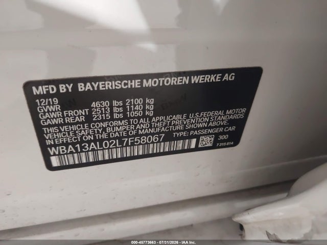 Aukcja sprzedaży 2020 Bmw M235i Gran Coupe Xdrive, vin: WBA13AL02L7F58067, numer aukcji: 45773663