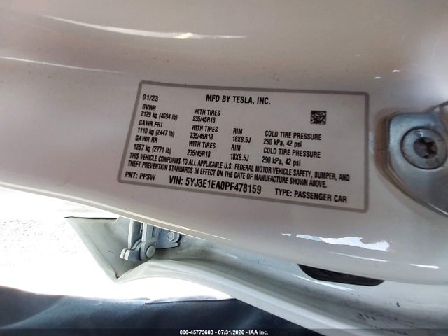 Tesla Model 3 Rear-wheel Drive 2023 5YJ3E1EA0PF478159 Image 9