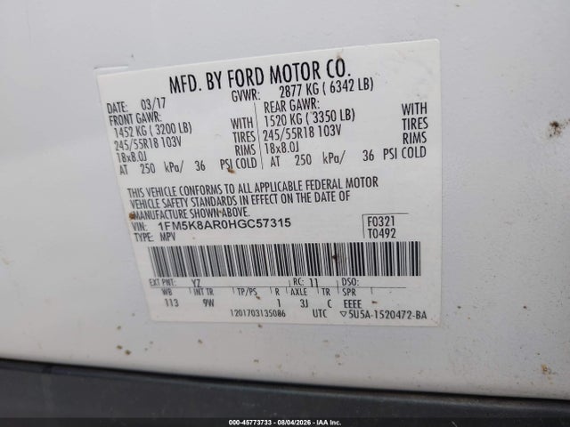 1FM5K8AR0HGC57315 Ford Utility Police Interceptor