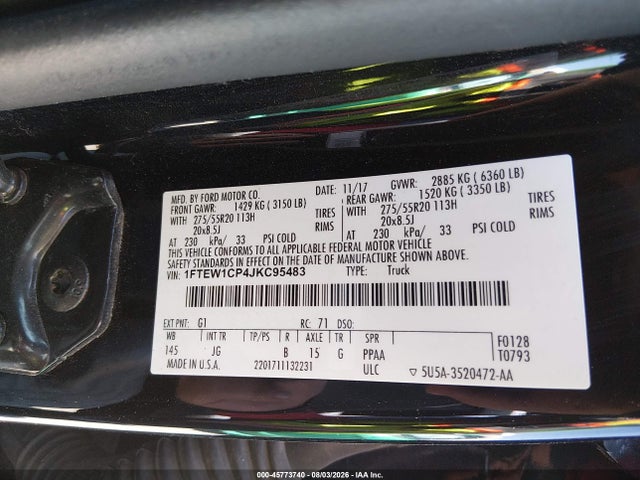 Ford F-150 Xl 2018 1FTEW1CP4JKC95483 Image 9