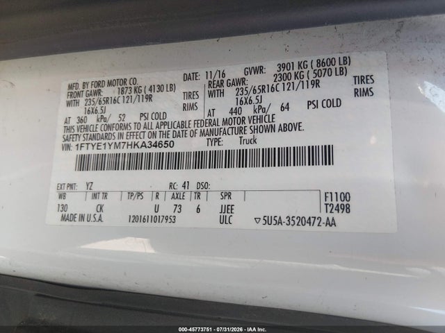 Ford Transit-150 2017 1FTYE1YM7HKA34650 Image 8
