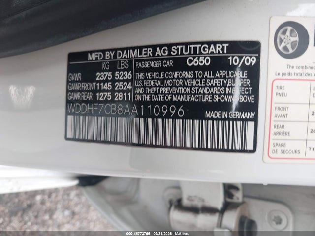 2010 Mercedes-benz E 550 მანქანა იყიდება აუქციონზე, vin: WDDHF7CB8AA110996, აუქციონის ნომერი: 45773765