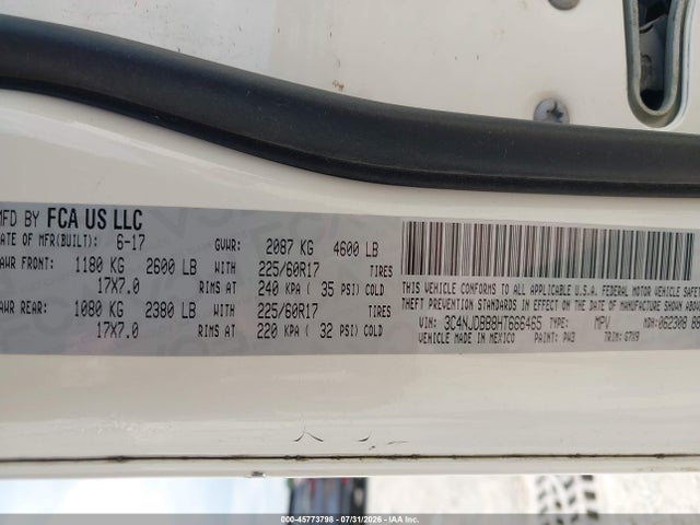 Aukcja sprzedaży 2017 Jeep New Compass Latitude 4x4, vin: 3C4NJDBB8HT666465, numer aukcji: 45773798