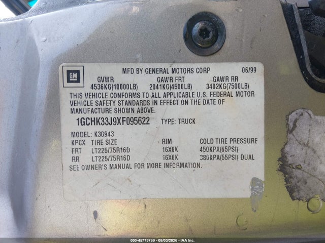 Продаж на аукціоні авто 1999 Chevrolet C/k 3500, vin: 1GCHK33J9XF095622, номер лоту: 45773799