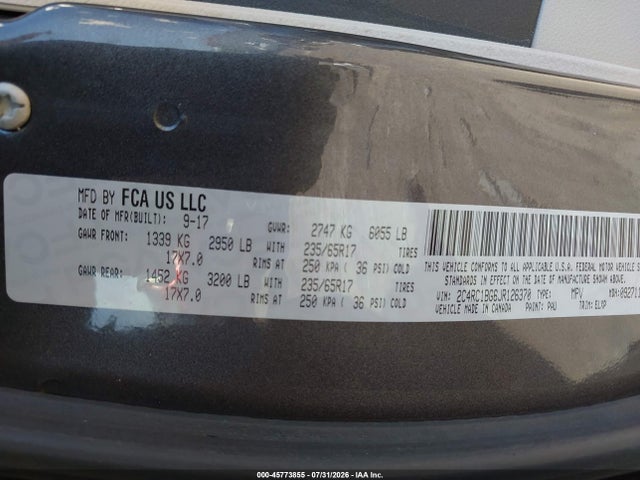 Aukcja sprzedaży 2018 Chrysler Pacifica Touring L, vin: 2C4RC1BG6JR126370, numer aukcji: 45773855