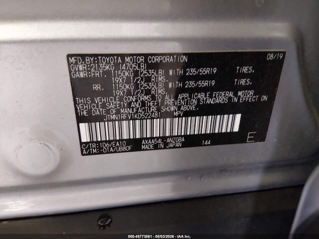 JTMN1RFV1KD522481 Toyota Rav4 Limited