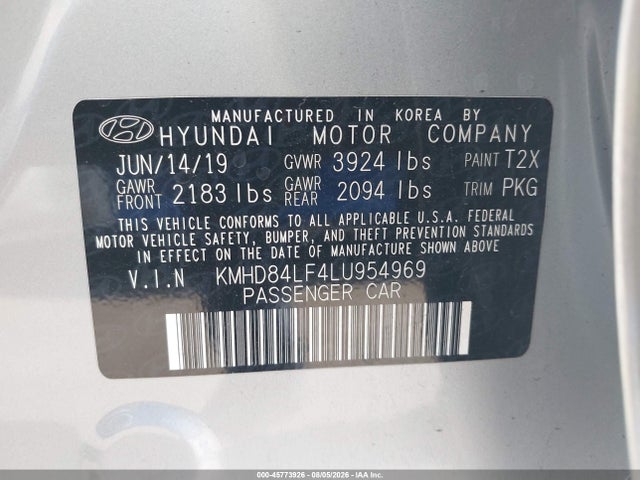 Hyundai ELANTRA SEL 2020 KMHD84LF4LU954969 Image 9