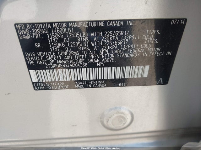 Toyota Rav4 Xle 2014 2T3RFREVXEW204368 Image 9