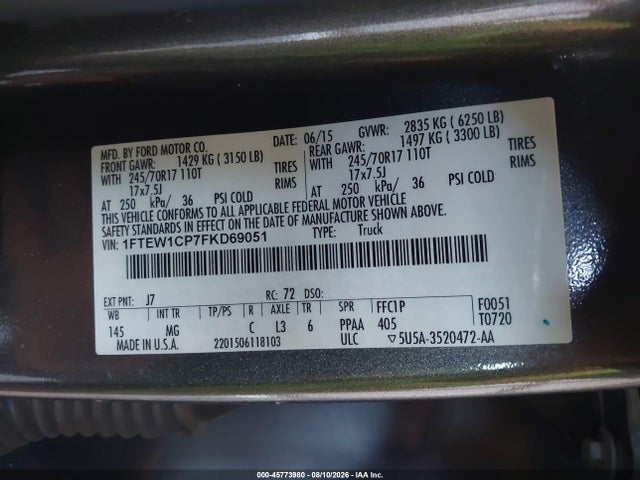 Ford F-150 Xlt 2015 1FTEW1CP7FKD69051 Image 9