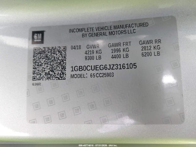 1GB0CUEG6JZ316105 Chevrolet Silverado 2500hd Wt