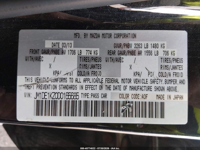 Aukcja sprzedaży 2013 Mazda Mazda2 Sport, vin: JM1DE1KZ0D0165685, numer aukcji: 45774022
