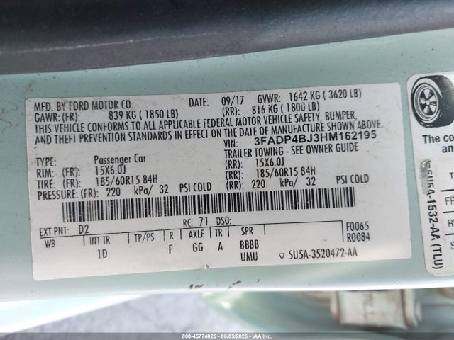 Ford FIESTA SE 2017 3FADP4BJ3HM162195 Image 9
