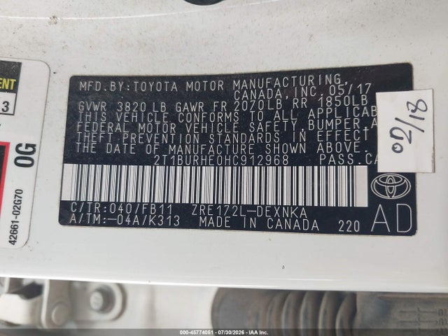 Toyota COROLLA LE 2017 2T1BURHE0HC912968 Image 9