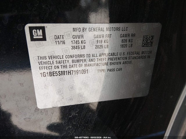 Chevrolet Cruze Lt Auto 2017 1G1BE5SM1H7191091 Image 9