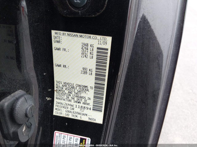 Продаж на аукціоні авто 2010 Nissan Altima 2.5 S, vin: 1N4AL2EP4AC118894, номер лоту: 45774084