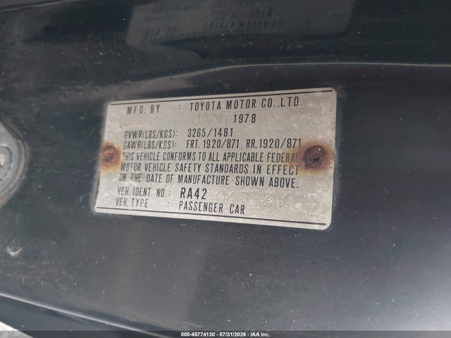 Продажа на аукционе авто 1978 Toyota Celica, vin: RA42040326, номер лота: 45774130