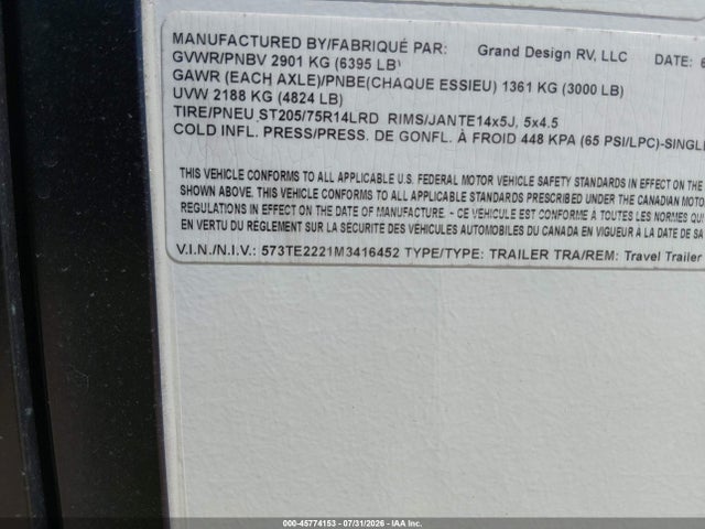 Grand Design Other 2021 573TE2221M3416452 Image 9