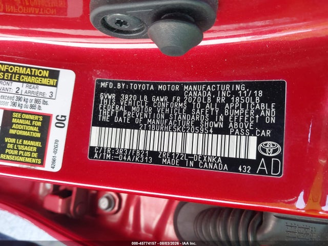 Toyota COROLLA LE 2019 2T1BURHE5KC205954 Image 9