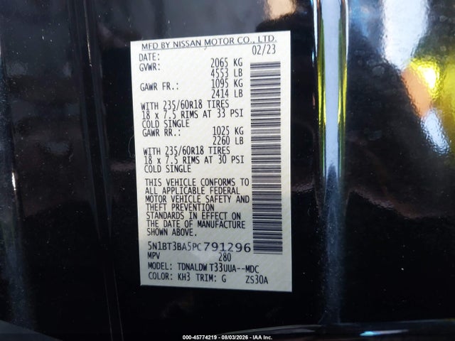 2023 Nissan Rogue Sv Fwd მანქანა იყიდება აუქციონზე, vin: 5N1BT3BA5PC791296, აუქციონის ნომერი: 45774219