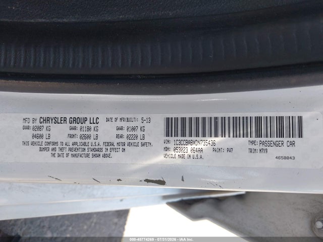 45774269 :رقم المزاد ، 1C3CCBABXDN735436 vin ، 2013 Chrysler 200 Lx مزاد بيع