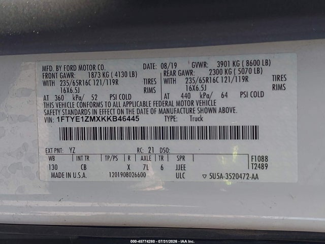 Ford Transit-150 2019 1FTYE1ZMXKKB46445 Image 9