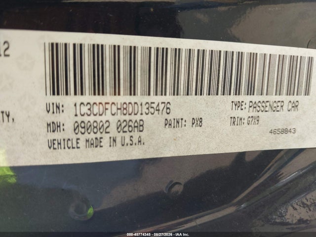 45774345 :رقم المزاد ، 1C3CDFCH8DD135476 vin ، 2013 Dodge Dart Limited مزاد بيع