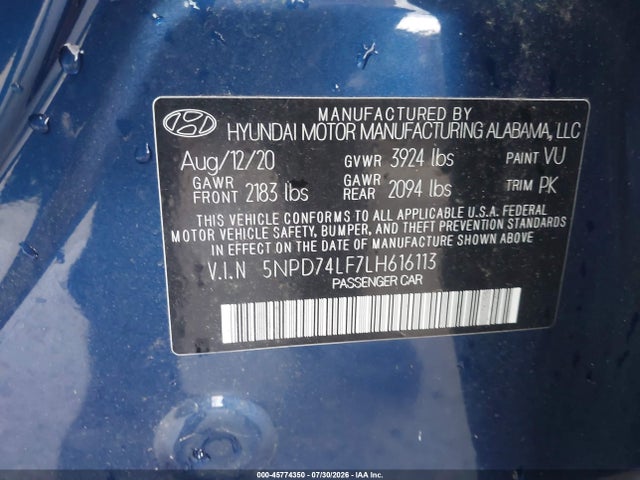 Hyundai ELANTRA SE 2020 5NPD74LF7LH616113 Image 9